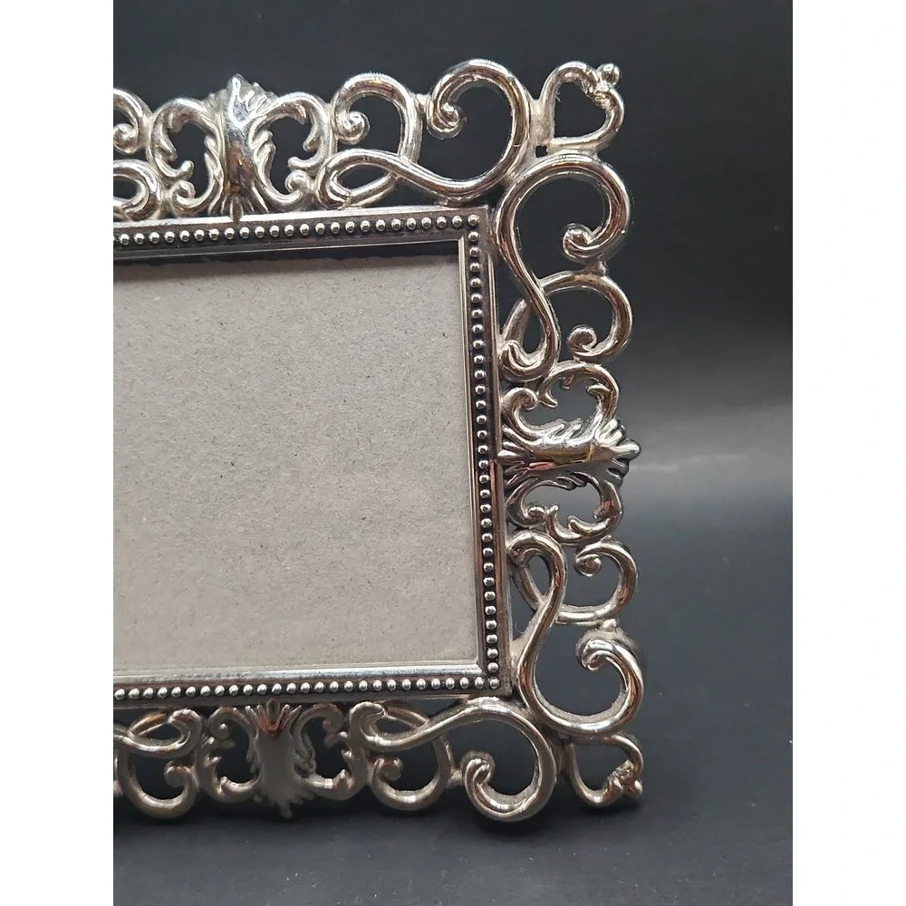 Prinz‎ Ornate Silver Plate 3x3 Picture Frame Square Rococo Openwork Scrollwork